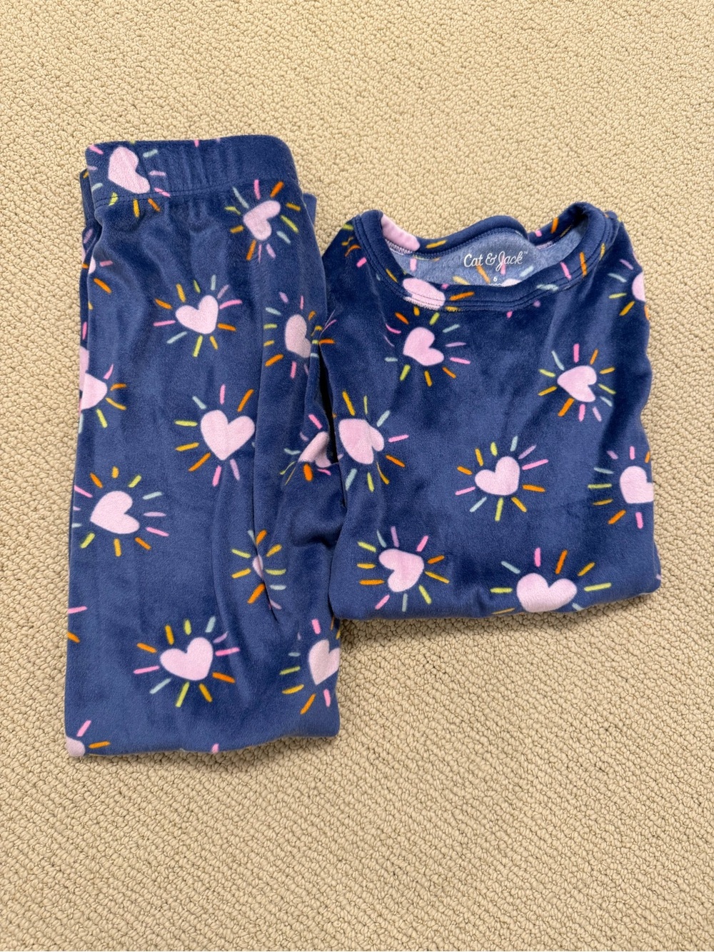 Cat & Jack Navy Heart and Sunburst Two-Piece Pajama Set